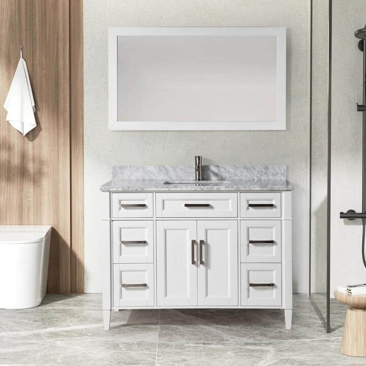 Vanity Art Savona 60 in. W x 22 in. D x 36 in. H Bath Vanity in White with Vanity Top in White with White Basin and Mirror
