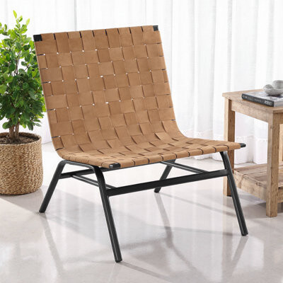George Oliver Camden Woven Leather Accent Chair