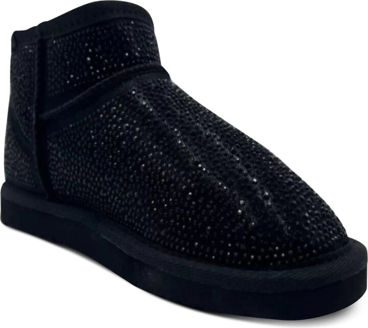 INC International Concepts I. N.C. International Ariee Bootie Women Black Rhinestone Faux Fur Boot LION721