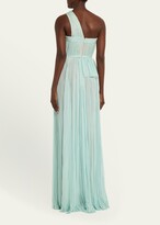 Thumbnail for your product : J. Mendel One-Shoulder Hand-Pleated Chiffon Gown