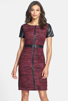 Thumbnail for your product : Laundry by Shelli Segal Faux Leather Trim Multicolor Boucle Dress