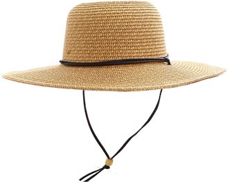Simplicity Women's Sun Protecting Large Brim Straw Hat w/ Chin Strap, Brown