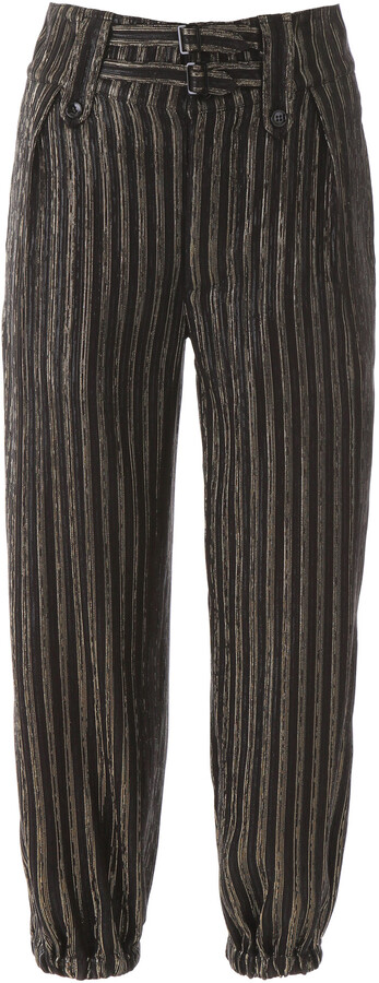 Saint Laurent STRIPED LAME' CARGO PANTS 36 Black, Gold Silk - ShopStyle