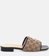 Thumbnail for your product : Gucci GG leather-trimmed canvas slides