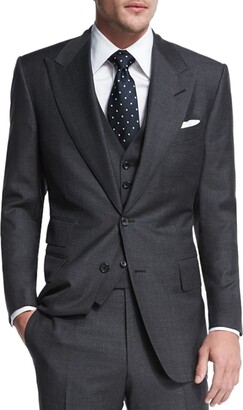 Tom Ford Windsor Base Sharkskin Three-Piece Suit, Charcoal - ShopStyle