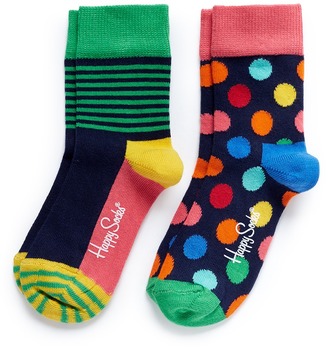 Happy Socks Half stripe and polka dot kids socks 2-pair pack