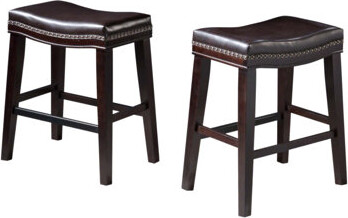 Red Barrel Studio 26 Inch Contemporary Upholstered Saddle Counter Stool with Nailhead Trim Set of 2 for Comfort and Style