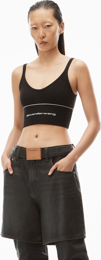 Alexander Wang Women's Logo Elastic Bra In Ribbed Jersey Black - ShopStyle  T-shirts