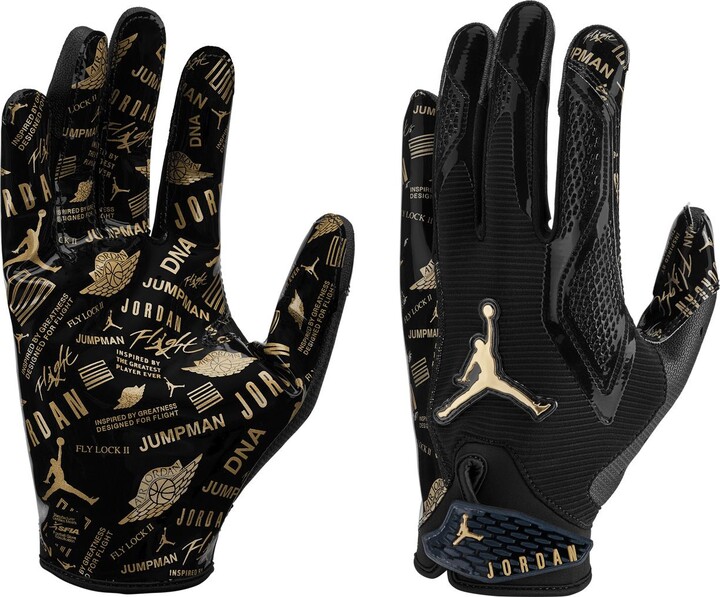 Jordan Fly Lock 2.0 Metallic Football Gloves, Men's, XXL, Black/Black/Metallic Gold