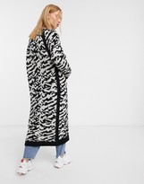 Thumbnail for your product : ASOS DESIGN maxi cardigan in animal pattern borg knit