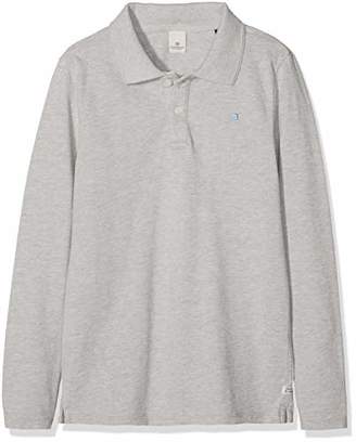 Scotch & Soda Shrunk Boy's Garment Dyed Long Sleeve Polo Shirt, (Grey Melange 606)