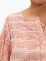 Thumbnail for your product : Love Binetti - Balloon-sleeve Checked Crepe Mini Dress - Pink