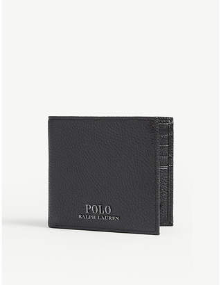 Polo Ralph Lauren Black Logo Pebbled Leather Billfold Wallet