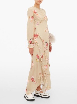 Preen Line Gabriella Floral-print Crepe De Chine Maxi Dress - Beige Multi