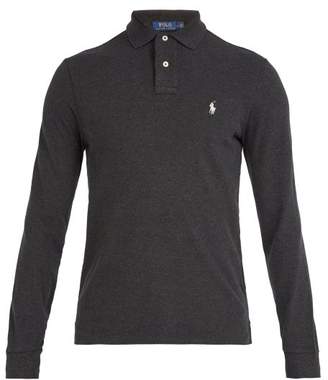 Polo Ralph Lauren Logo Embroidered Long Sleeved Cotton Polo Shirt - Mens - Grey