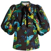 Thumbnail for your product : MARC JACOBS, RUNWAY Marc Jacobs Runway - Tropical Bird-print Puff-sleeved Jacket - Black Multi