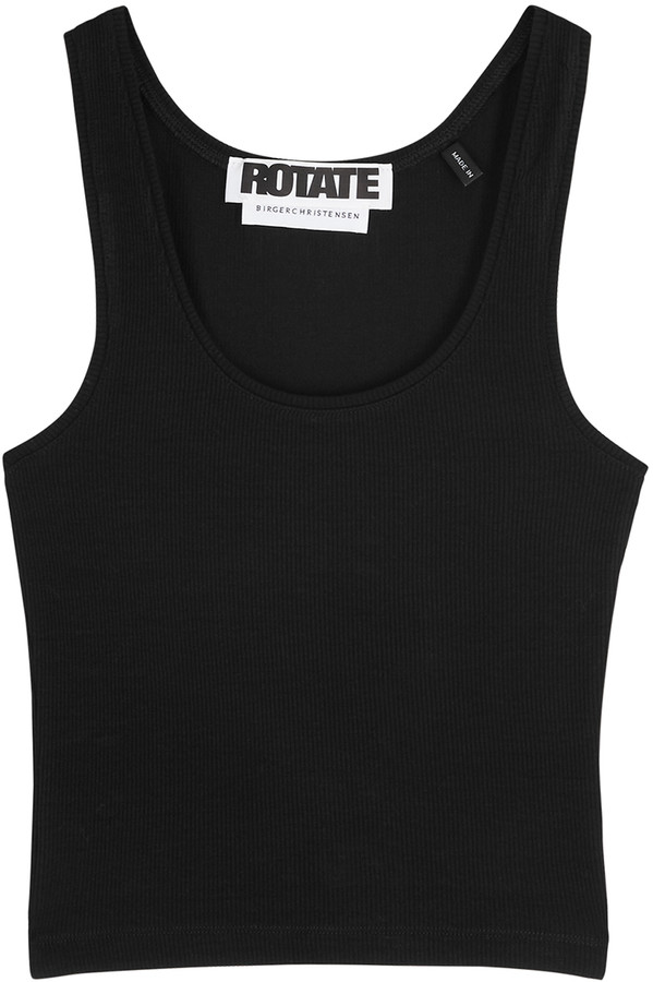 ROTATE Sunday Blomma Black Cropped Jersey Top ShopStyle