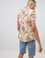 Thumbnail for your product : ASOS Design DESIGN Tall skinny floral printed shirt in off white