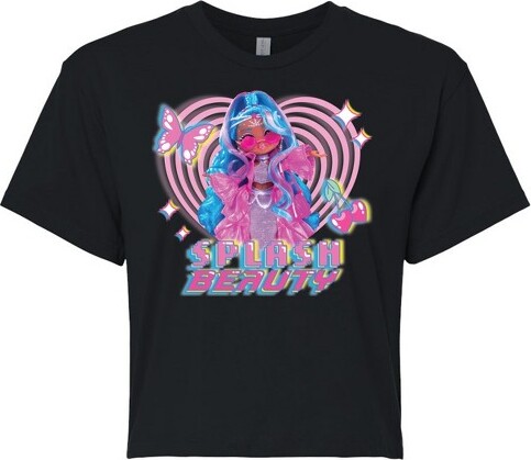 Women's LOL Surprise! Splash Beauty w/ Butterflies & Hearts Cropped Graphic T-Shirt - Black - Large