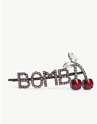 Ashley Williams Cherry Bomb crystal-embellished silver-tone brass hair clip pack of two
