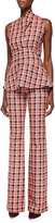 Thumbnail for your product : Derek Lam Novelty Plaid Flare Trousers, Orange/Multi