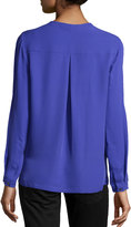 Thumbnail for your product : Halston Slit-Shoulder V-Neck Silk Blouse, Violet