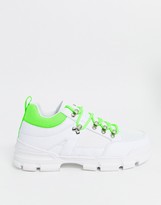 Thumbnail for your product : Truffle Collection neon chunky trainer in white