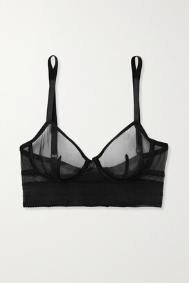 ELSE Bare Stretch-tulle Soft-cup Underwired Bra - Black - 32C