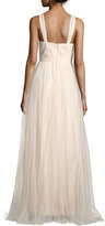 Thumbnail for your product : Donna Morgan Keyhole Halter-Neck Mesh Gown, Beige