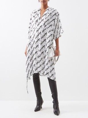 Balenciaga Scribble-print Logo-jacquard Silk Dress - ShopStyle