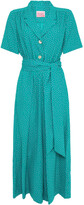 Thumbnail for your product : Kate Spade Cropped Belted Polka-dot Crepe Jumpsuit