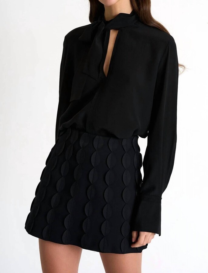 Shan Bow-Tie Neck Silk Blouse In Caviar