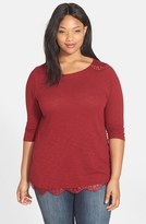 Thumbnail for your product : Lucky Brand Lace Trim Top (Plus Size)