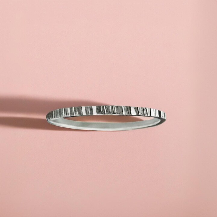 Rugged Stacking Rings | Sterling Silver Lined Striped Hammered Stackable Stack Skinny Thin Ring Bands USA