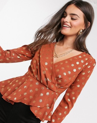 gold polka dot blouse