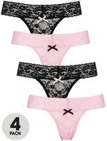 Thumbnail for your product : Sorbet Elegance Flirty Lace Thongs (4 Pack)