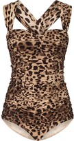 Thumbnail for your product : Dolce & Gabbana Ruched Leopard Bodysuit