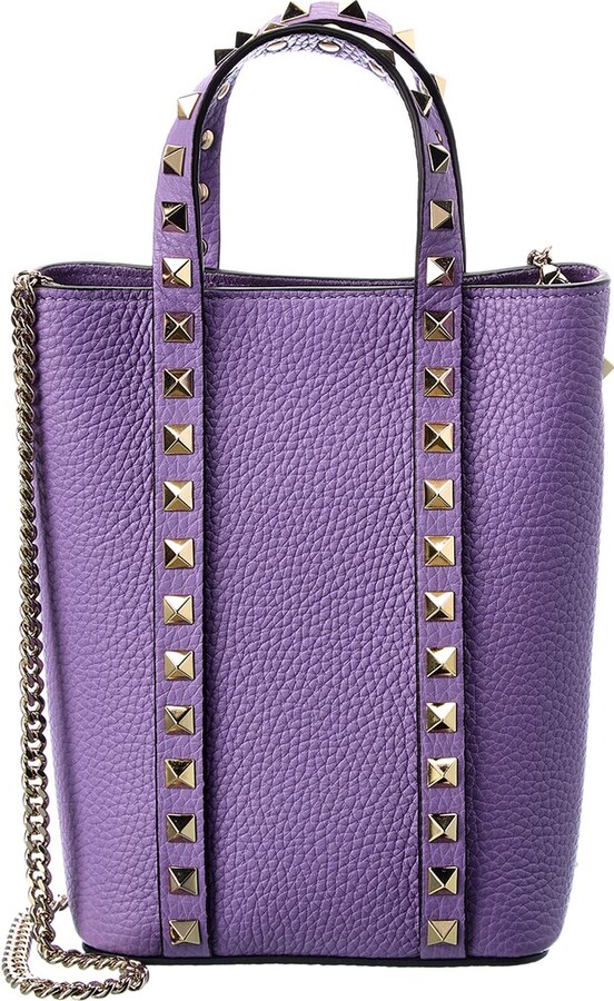 Valentino Rockstud Grainy Leather Tote ShopStyle Shoulder Bags