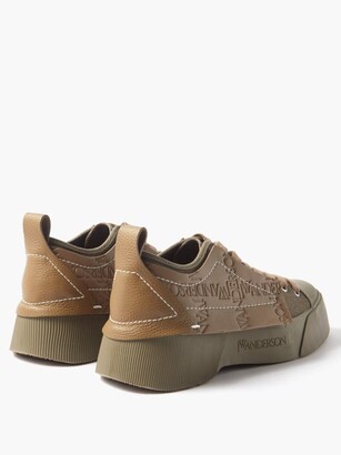 J.W.Anderson Logo-debossed Leather And Canvas Trainers - Khaki