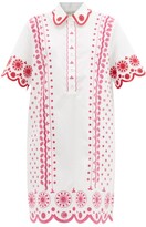 Thumbnail for your product : Saloni Dree Cotton Broderie-anglaise Shirt Dress - White Multi