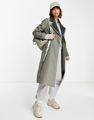 Fashion Union oversized trench coat with double contrast collar - ShopStyle