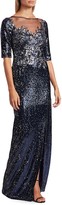 Thumbnail for your product : Teri Jon by Rickie Freeman Embellished Sequin Slit Gown