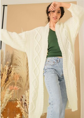 Cara & The Sky Women's Stevie Maxi Cable Cardigan Winter White