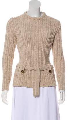Chanel Rib Knit Belted Sweater