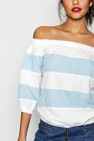 Thumbnail for your product : boohoo Striped Bardot Top