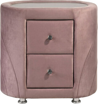 Latitude Run Chic Pink 2 Nightstand With A Contemporary And Luxurious Appearance Stylish Velvet Finish Functionality