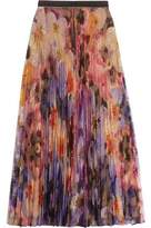 Christopher Kane Pleated Printed Lace Midi Skirt