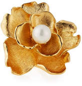Thumbnail for your product : Kenneth Jay Lane Golden Pearly Flower Cocktail Ring