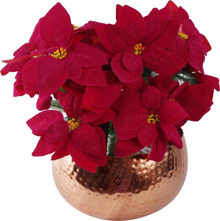 Leaf Artificial Christmas Xmas Poinsettias Copper Curve Large Metal