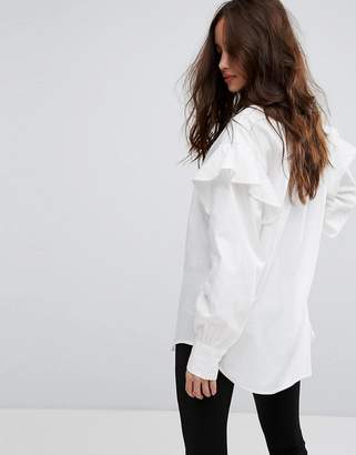 Only Shirt With Frill Shoulder